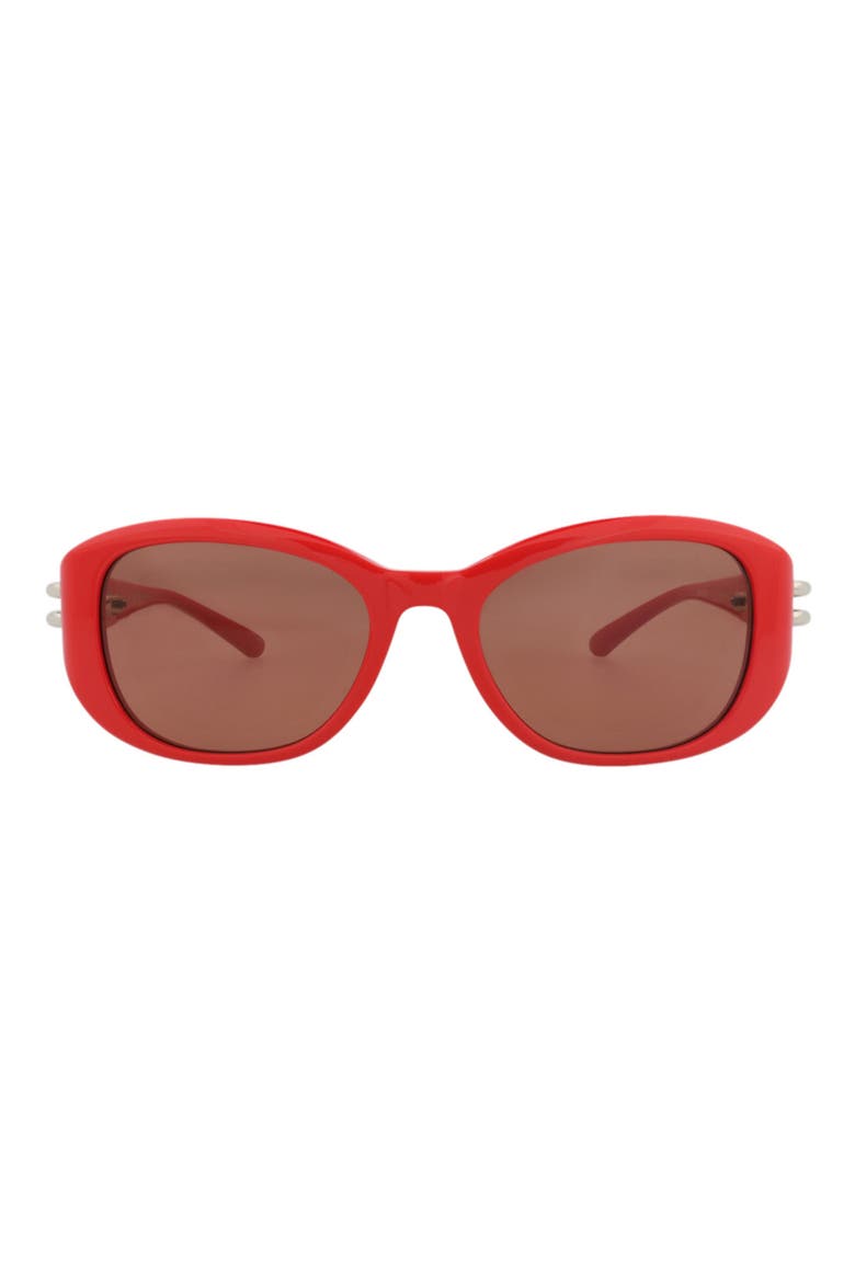 54mm Oval Sunglasses, Main, color, RED RED BROWN