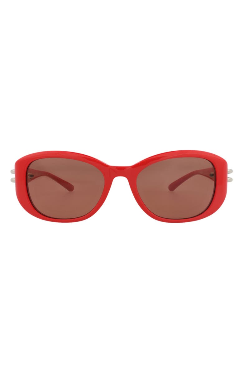 McQueen 54mm Oval Sunglasses, Main, color, Red Red Brown
