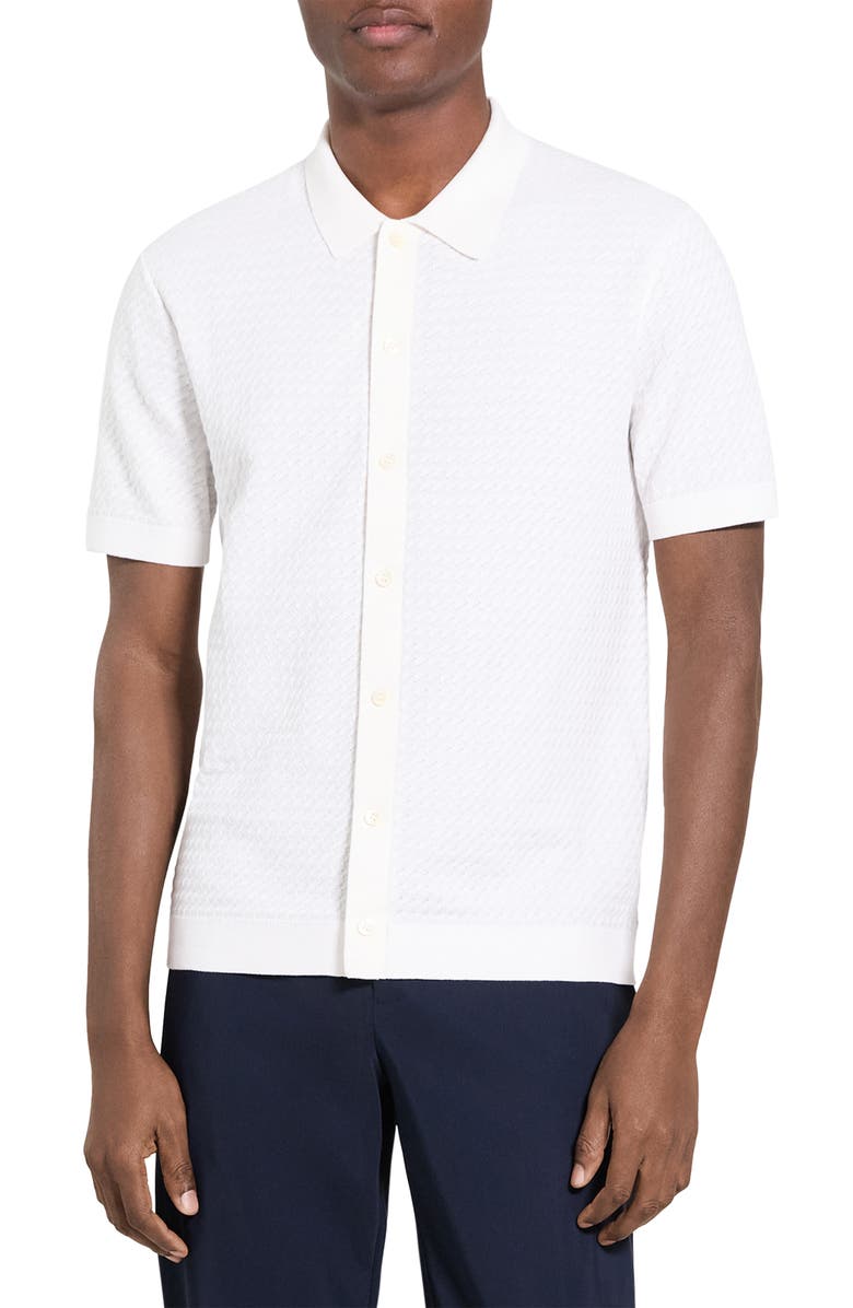 Theory Cairn in Cotton Short Sleeve Shirt, Main, color, Ivory
