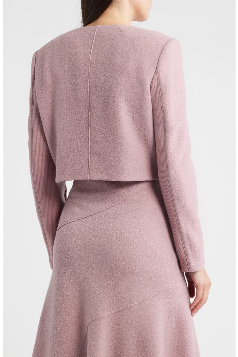 Jicena Mixed Media Virgin Wool Crop Jacket, Alternate, color, ROSE HAZE