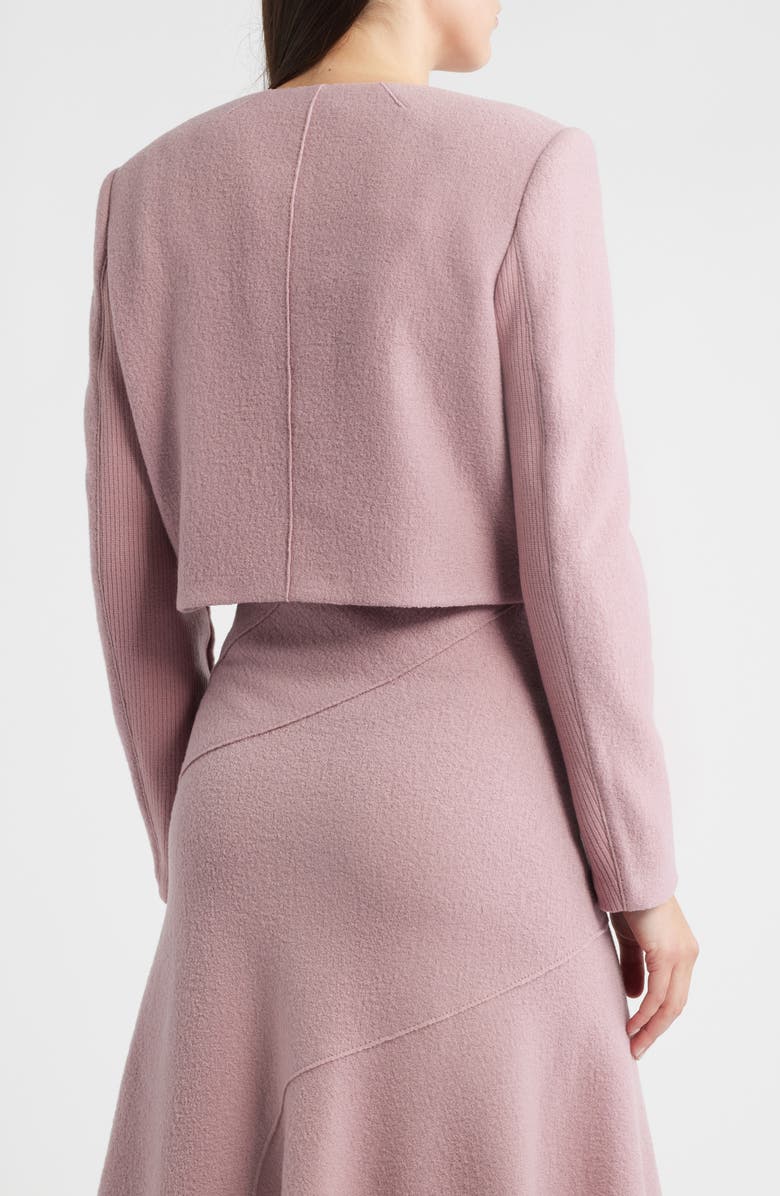 BOSS Jicena Mixed Media Virgin Wool Crop Jacket, Alternate, color, Rose Haze