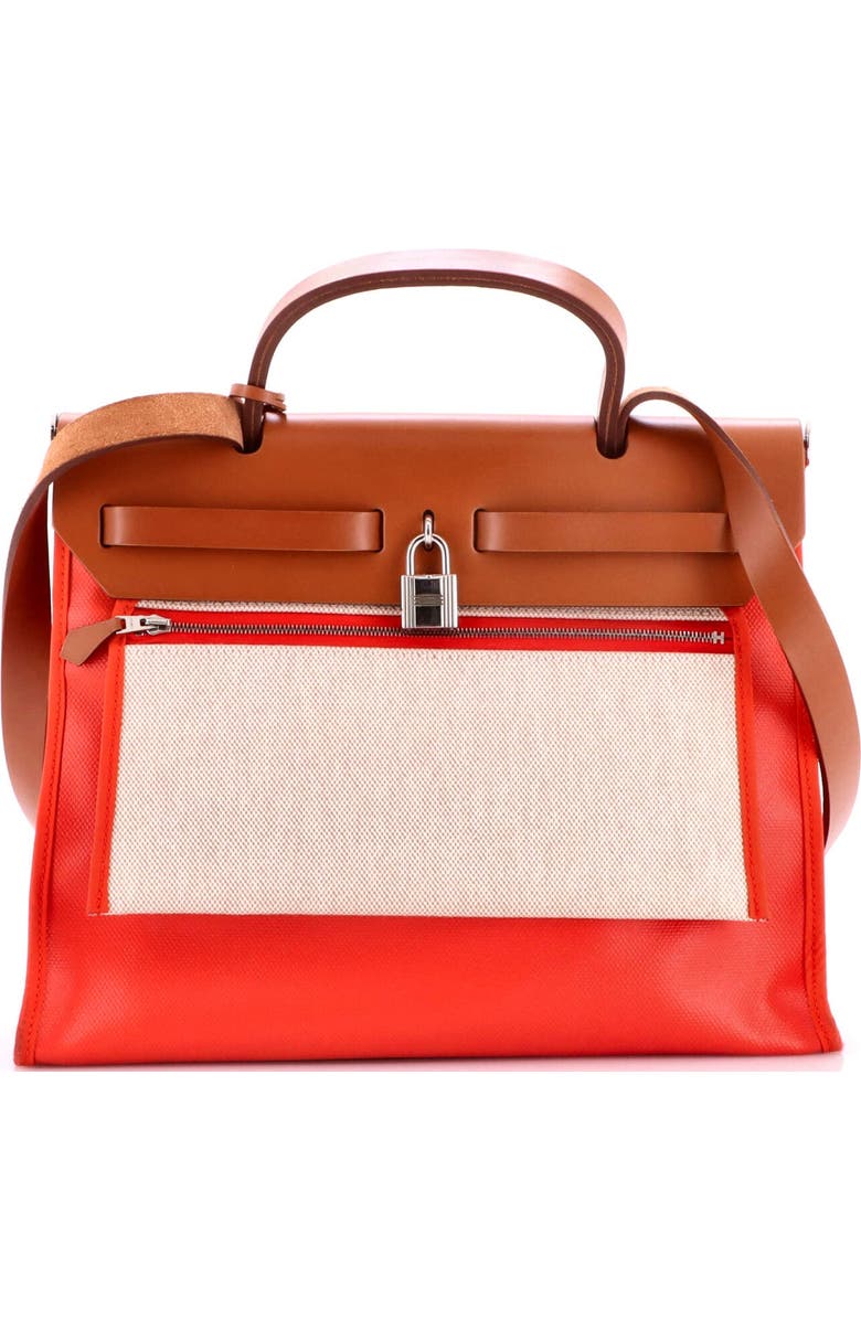 Pre-Owned Hermes Herbag Zip Berline Vache Canvas and Leather 31, Alternate, color, Rouge Pivoine