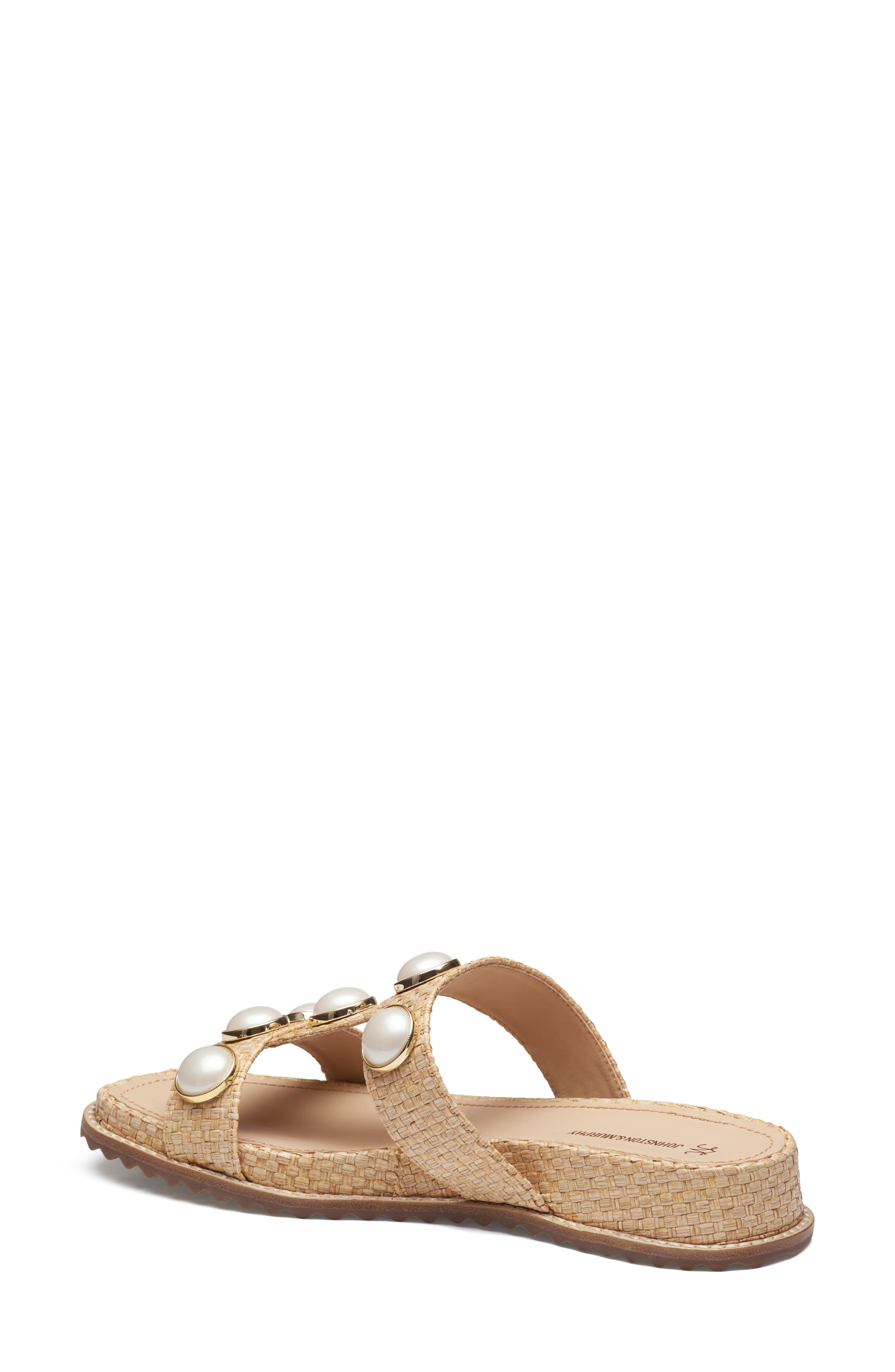 Johnston & Murphy Chandler Embellished Wedge Slide Sandal, Alternate, color, Natural Raffia