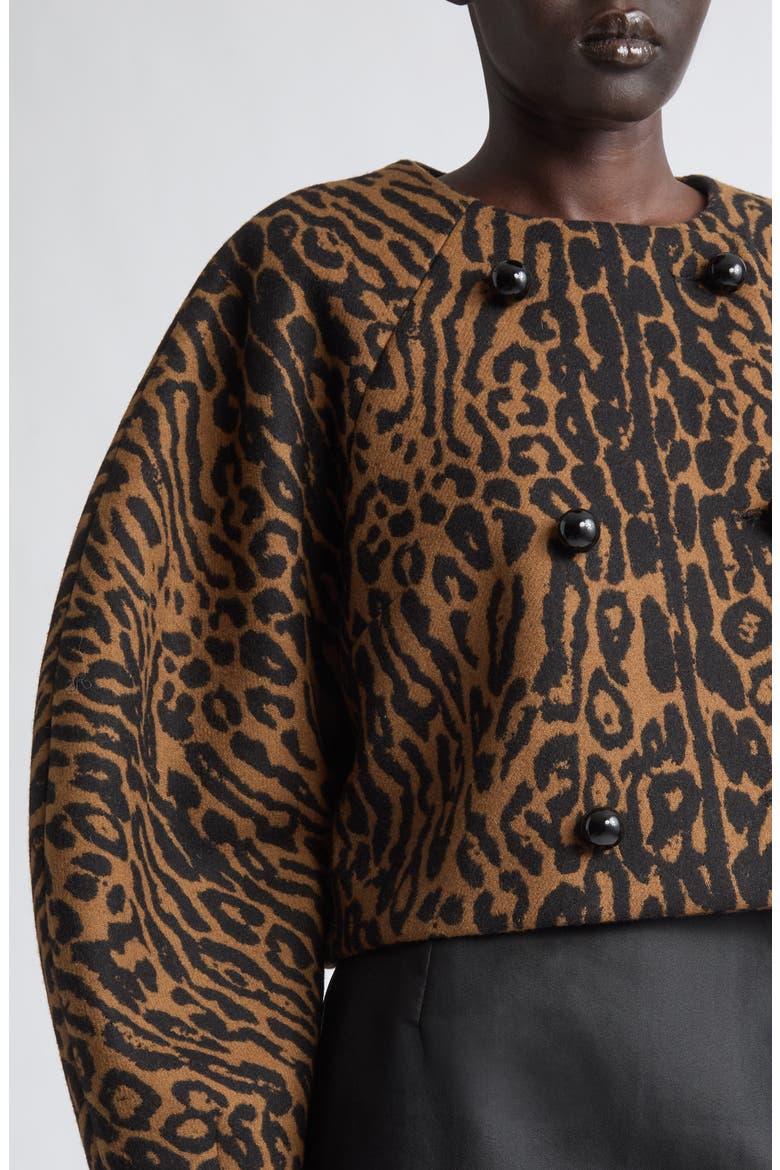 Leopard Print Wool Cocoon Jacket, Alternate, color, BROWN BLACK