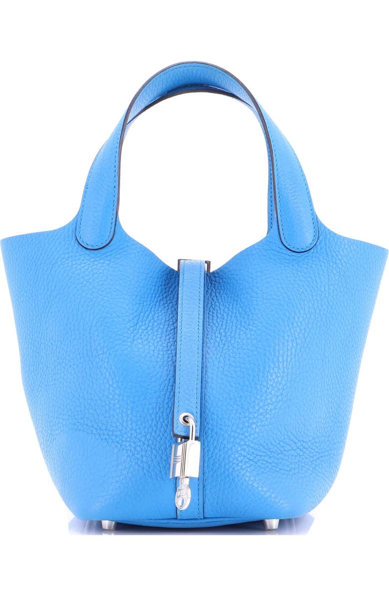 Pre-Owned Hermes Picotin Lock Bag Clemence PM, Main, color, Bleu Zanzibar