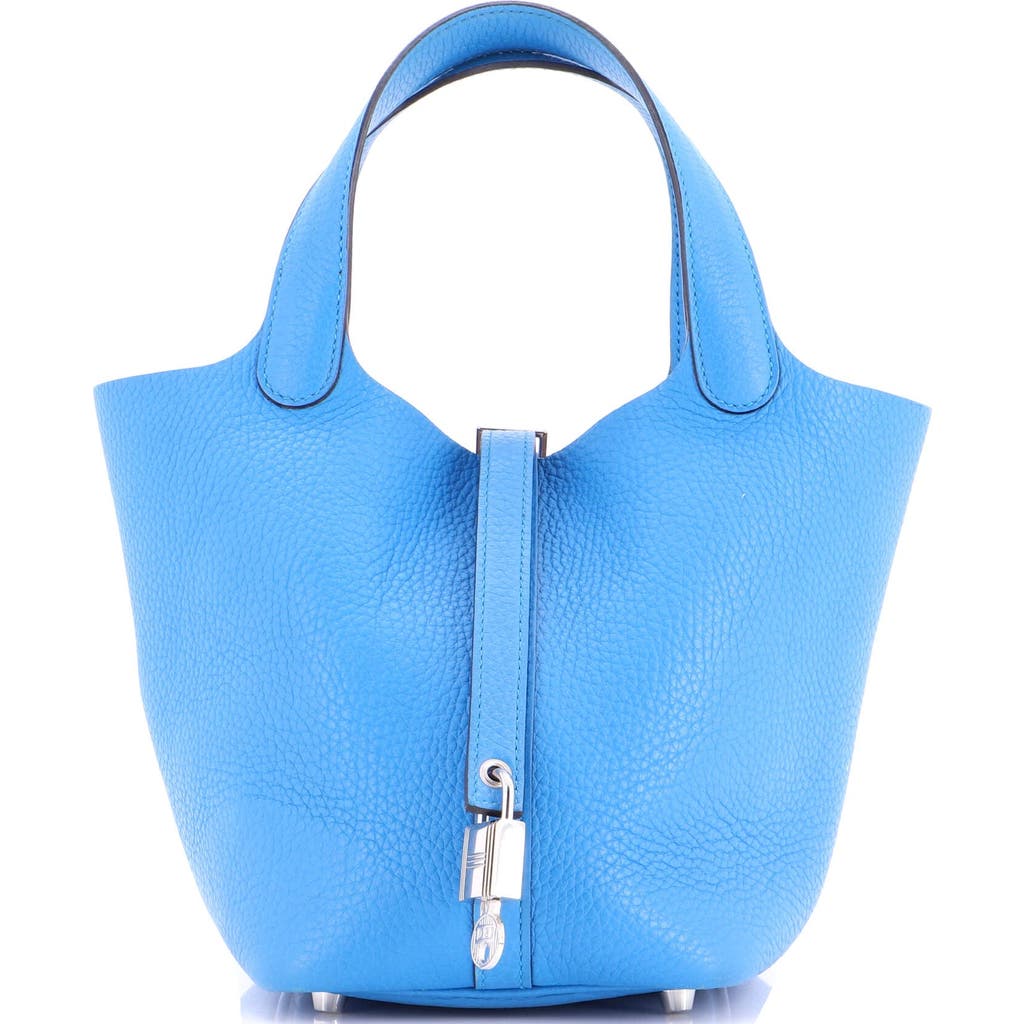 Pre-owned Hermes Hermes Picotin Lock Bag Clemence Pm In Blue