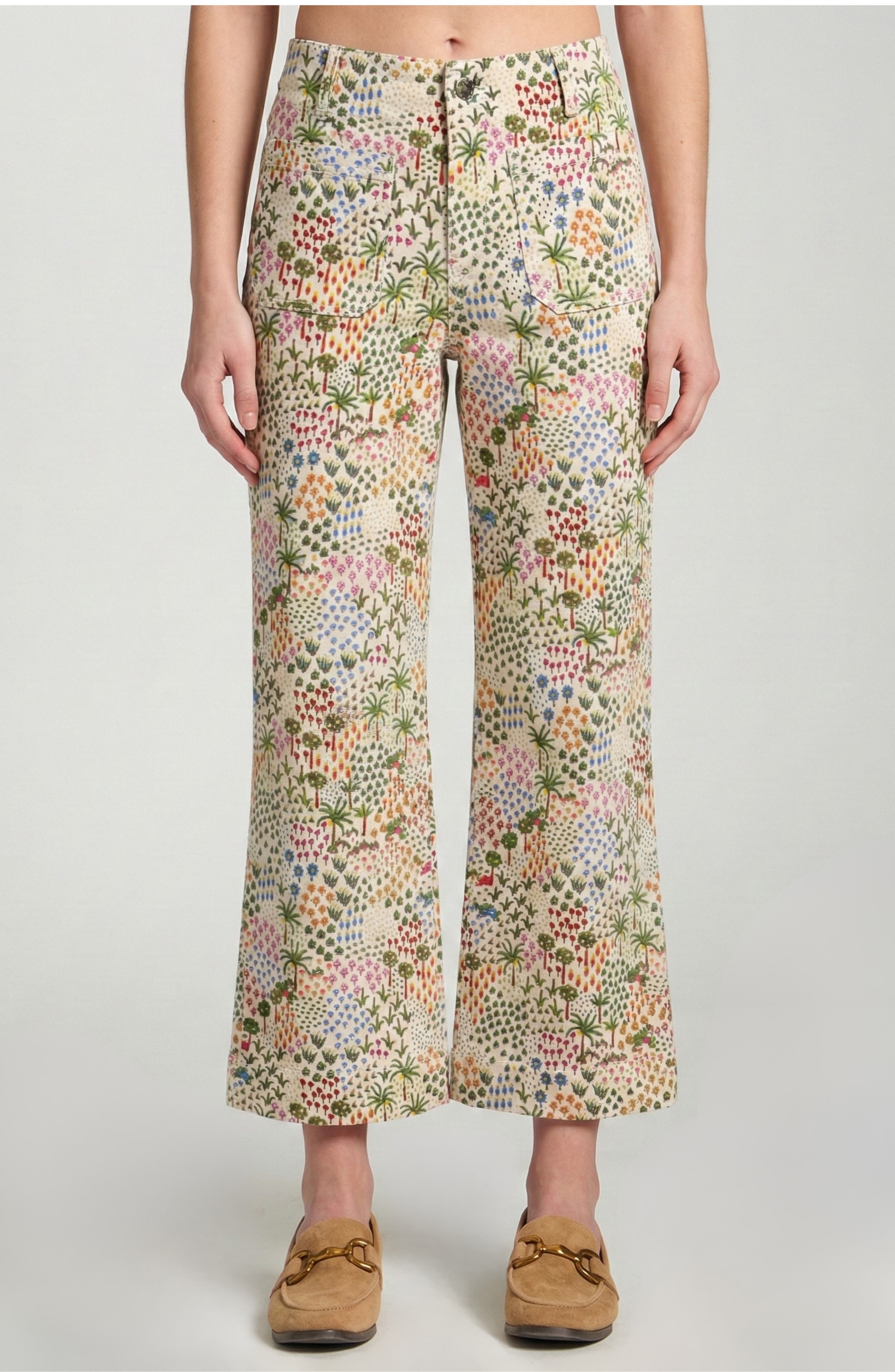 Print Wide Leg Ankle Jeans - image 3