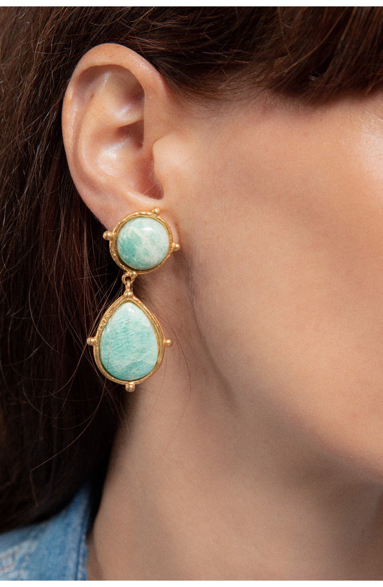 SYLVIA TOLEDANO 2 Pierres Dots Earrings, Alternate, color, Amazonite