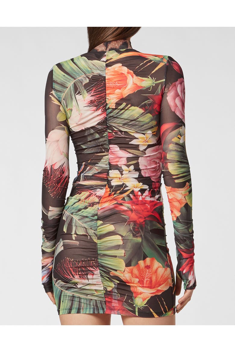 Short Dress Flowers Women, Alternate, color, black/multicolored