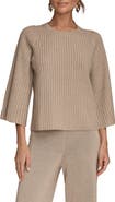 Donna Karan New York Flare Sleeve Rib Top