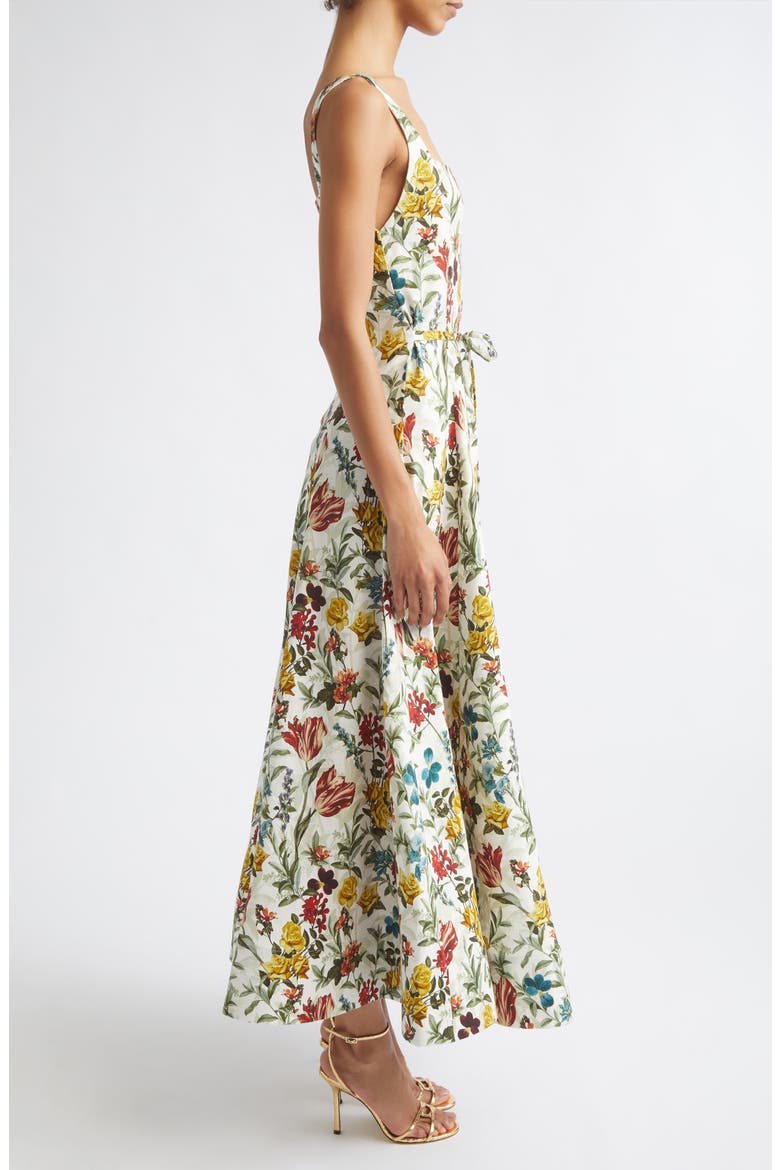 Polly Floral Linen Blend Maxi Dress, Alternate, color, DESERT SPRIGS VANILLA