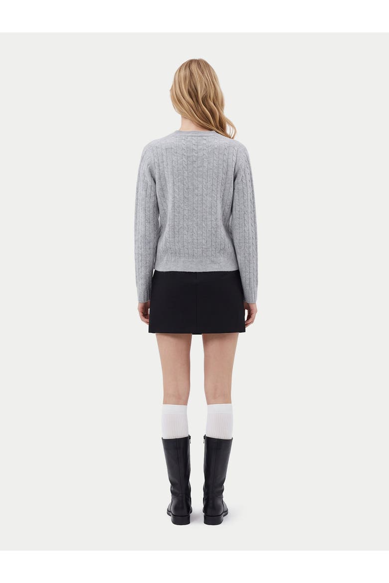 Cashmere Round-neck Cable Cardigan, Alternate, color, high rise