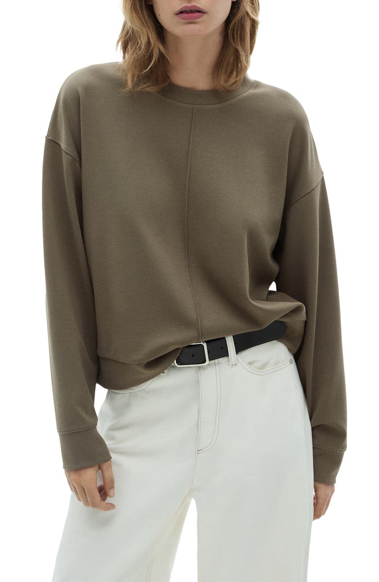 MANGO Exposed Seam Crewneck Sweatshirt, Main, color,