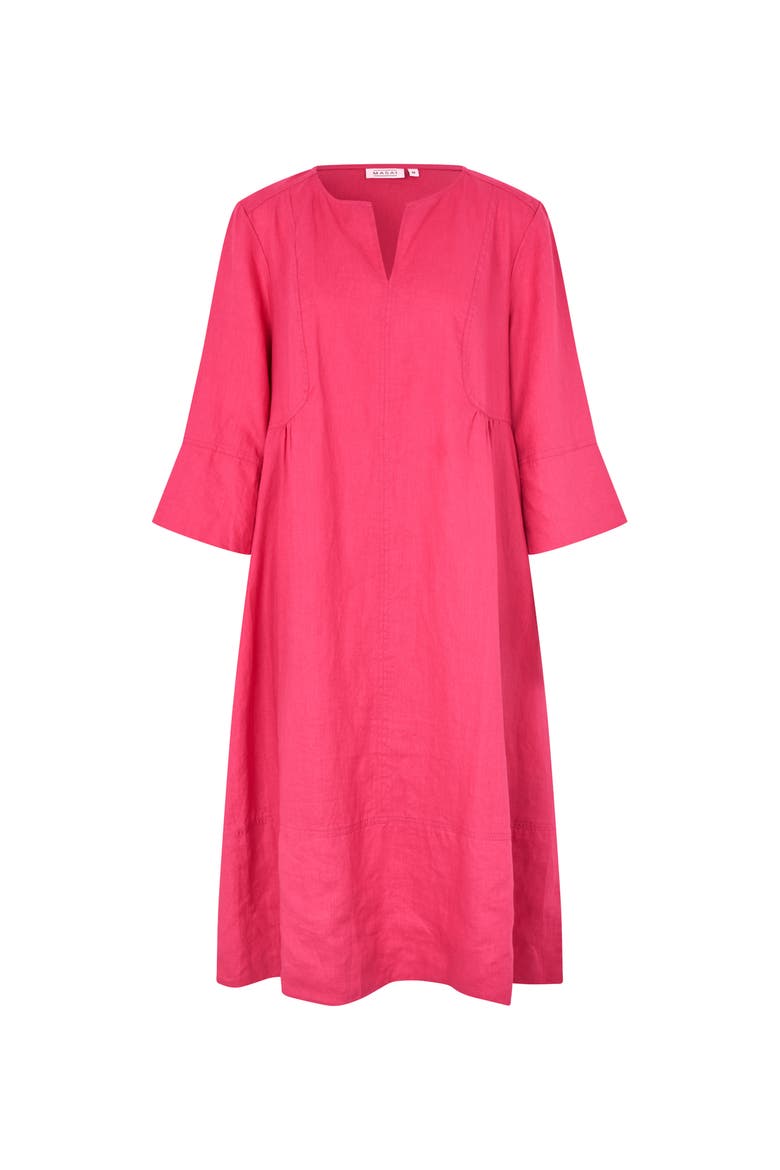 MaNasya Linen Tunic Midi Dress, Alternate, color, Carmine