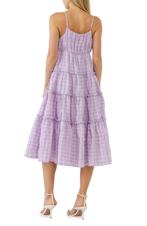 Free The Roses Check Print Cotton Midi Dress In Lilac