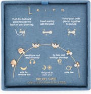 Leith 3-Pack CZ & Faux Pearl Assorted Flatback Stud Earrings