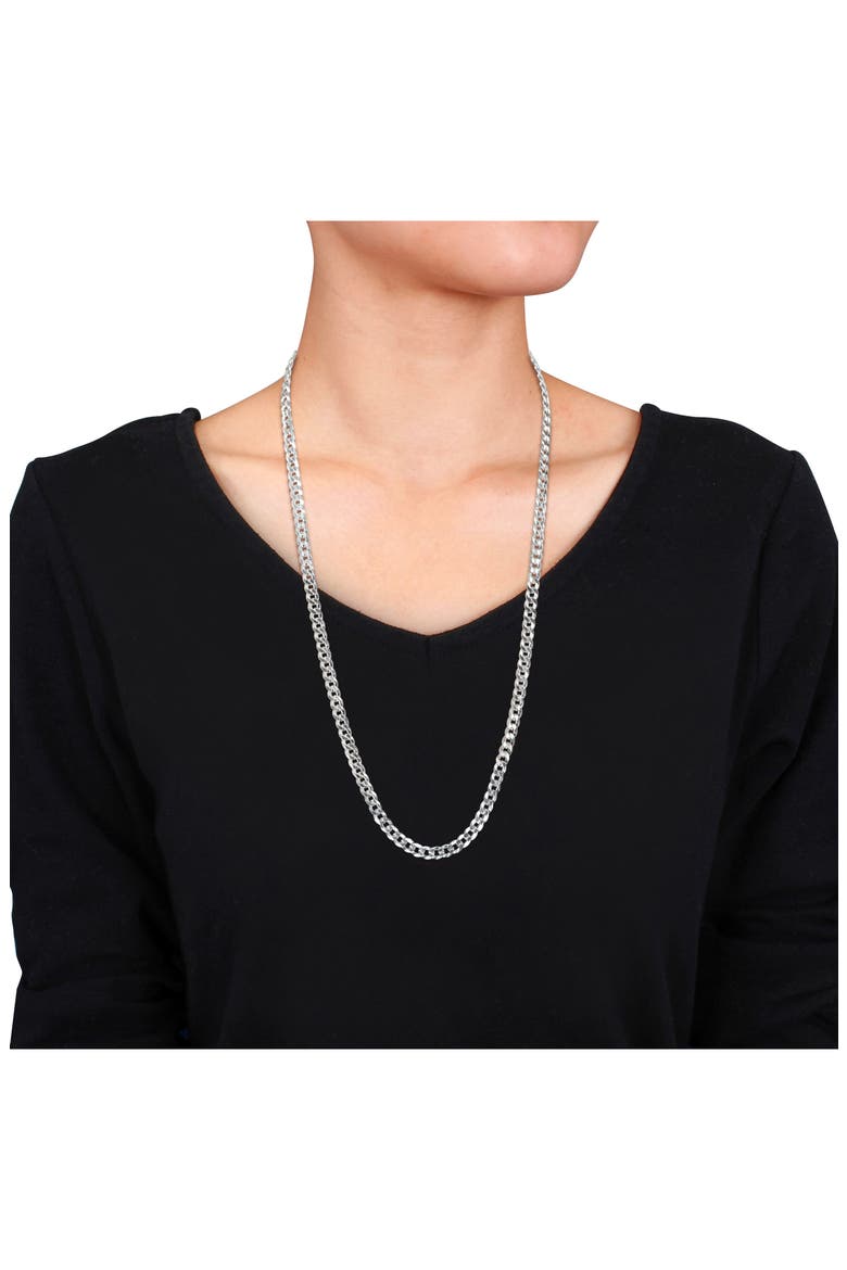 Flat Curb Link Chain Necklace, 5.3mm, Alternate, color, SILVER