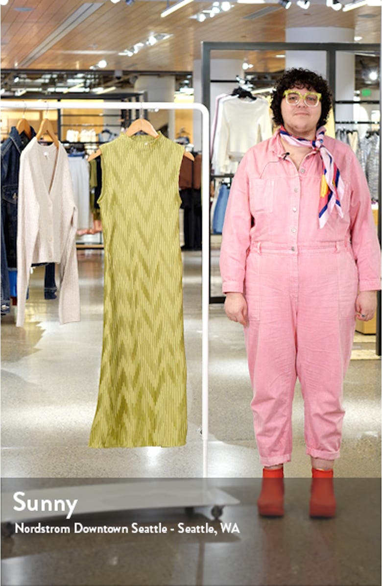 Zigzag Plissé Mock Neck Midi Dress, sales video thumbnail