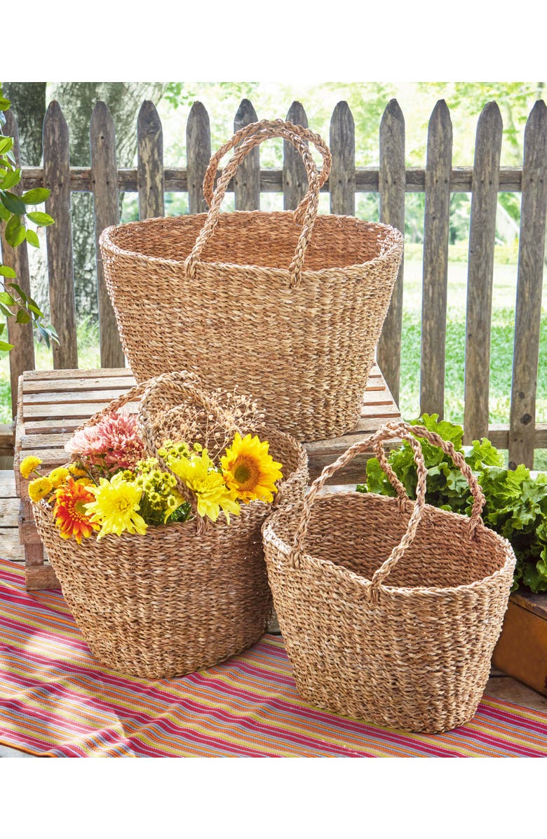 tag Oval Seagrass Shopping Basket Decorative Storage for Home, Alternate, color, 