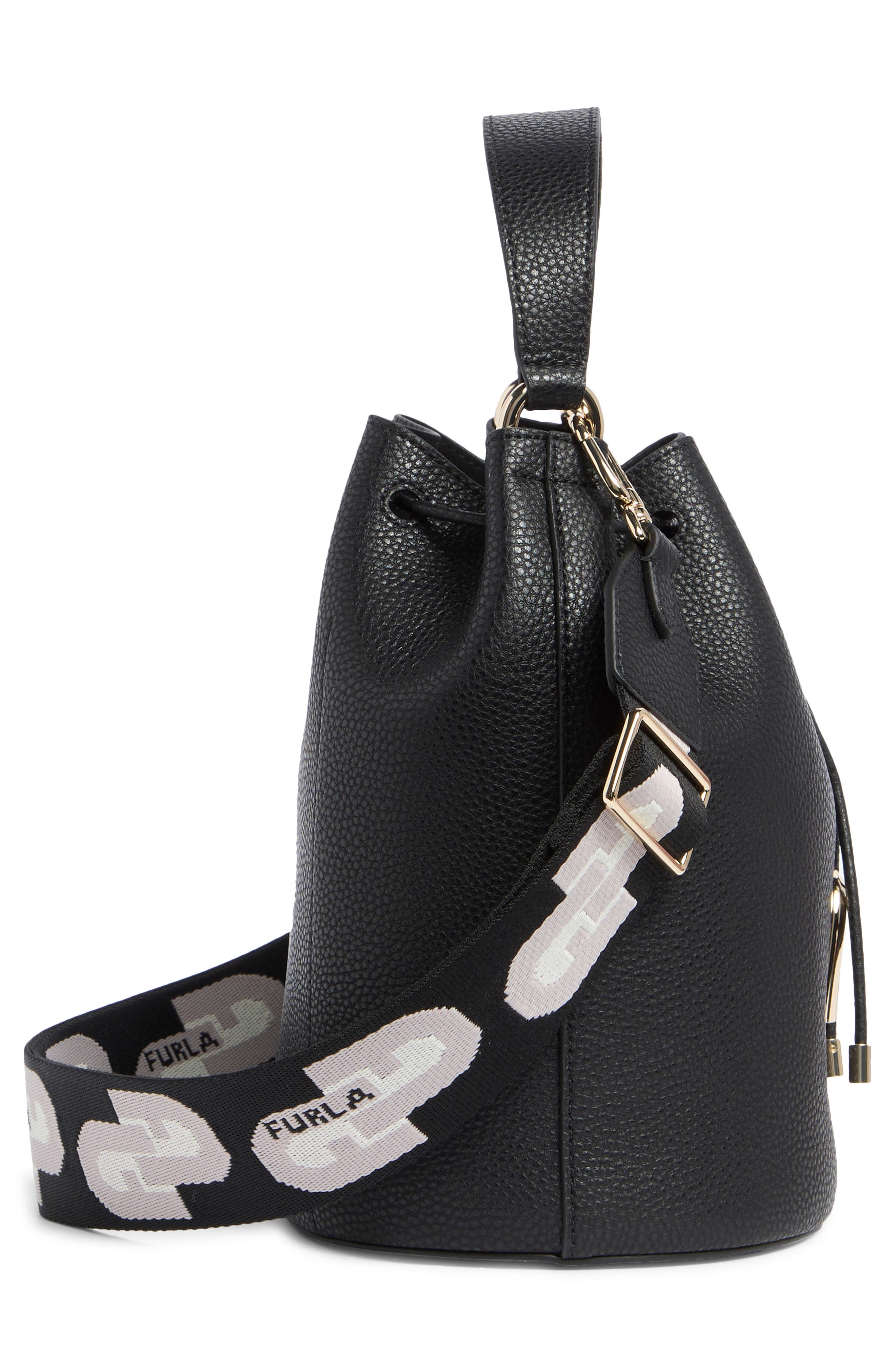 Furla Gardenia Drawstring Bucket Bag, Alternate, color, Nero Toni Ghiaccio