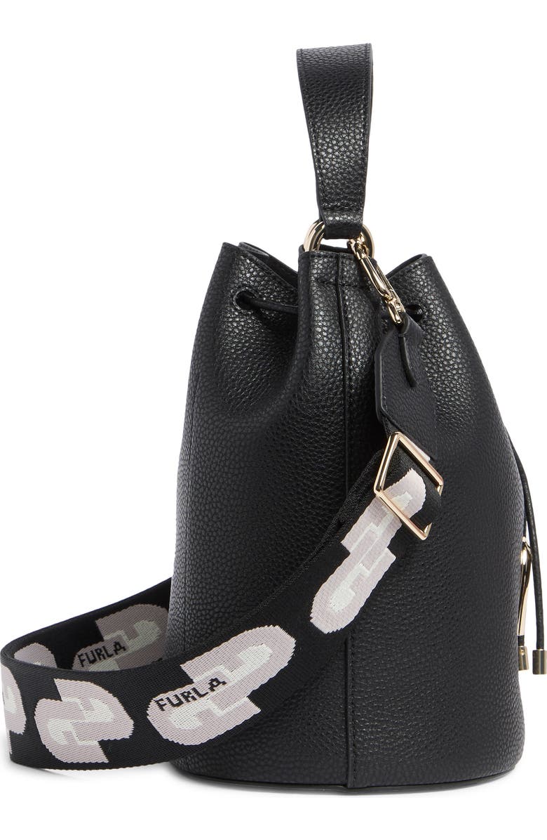 Furla Gardenia Drawstring Bucket Bag, Alternate, color, Nero Toni Ghiaccio