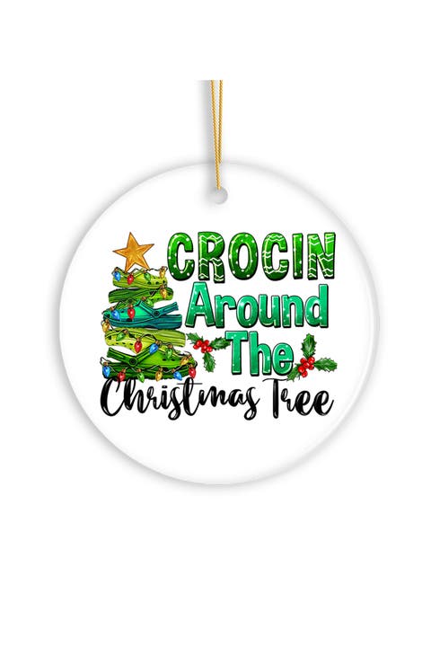 Crocin Around Holiday Clogs Round Ceramic Ornament