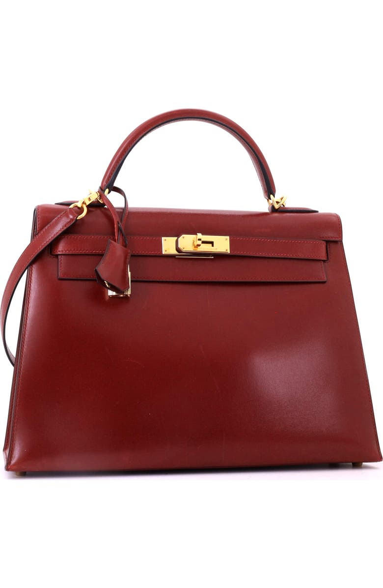 Pre-Owned Hermes Kelly Handbag Red Box Calf with Gold Hardware 32, Alternate, color, Rouge H