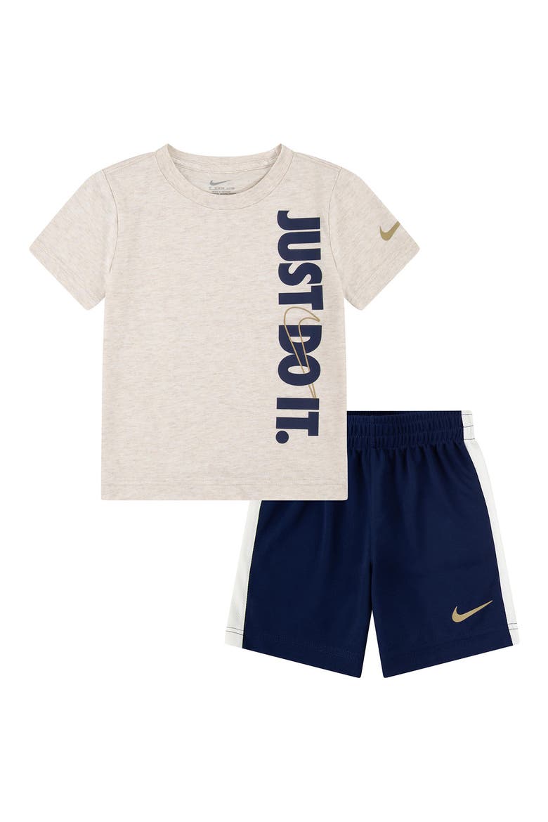 JDI T-Shirt & Shorts 2-Piece Set, Main, color, MIDNIGHT NAVY/ IVORY HEATHER
