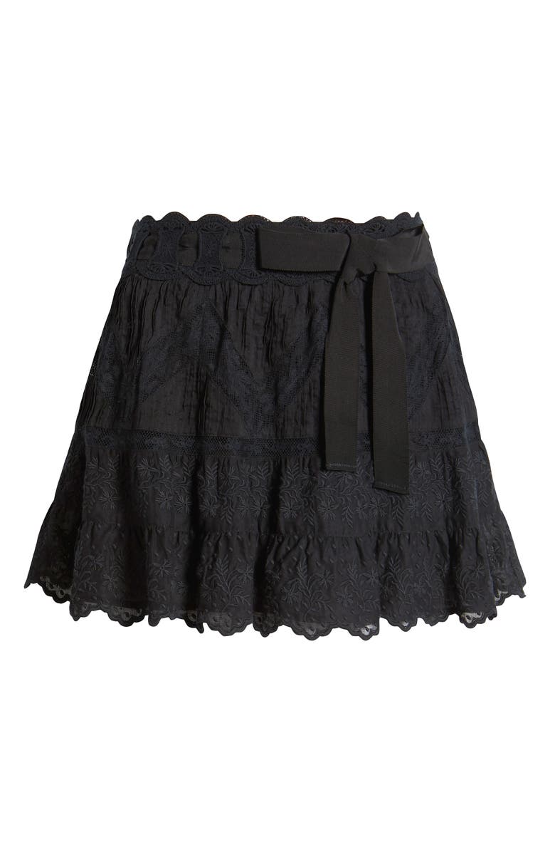 LoveShackFancy Nerina Embroidered Miniskirt, Alternate, color, 