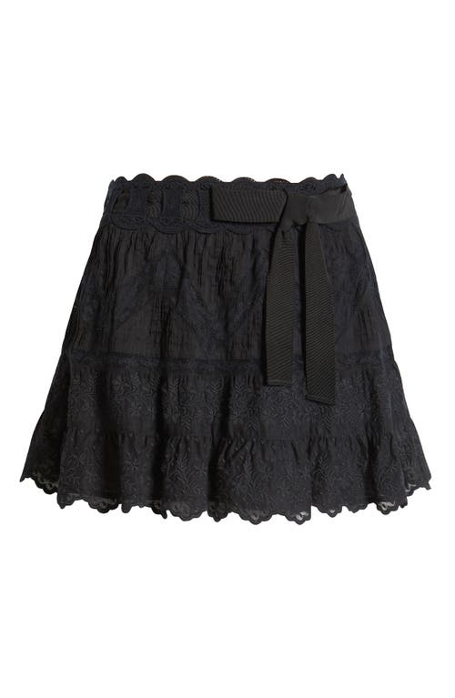 Loveshackfancy Nerina Embroidered Miniskirt In Black