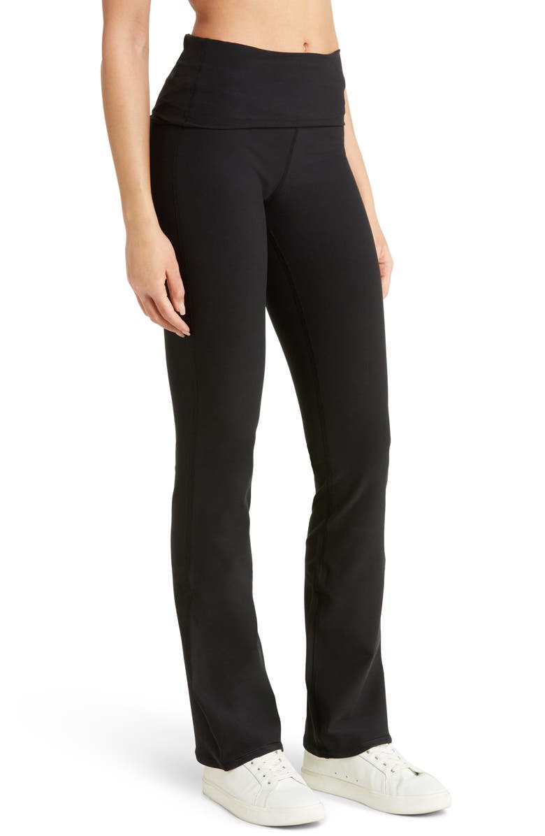 Alo Foldover Waist Bootcut Alosoft Leggings, Alternate, color,