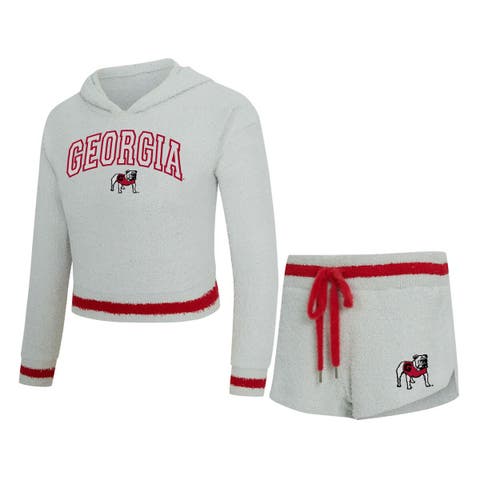 Women's Concepts Sport Gray/Red Georgia Bulldogs Whitley Long Sleeve Hoodie Top & Shorts Set