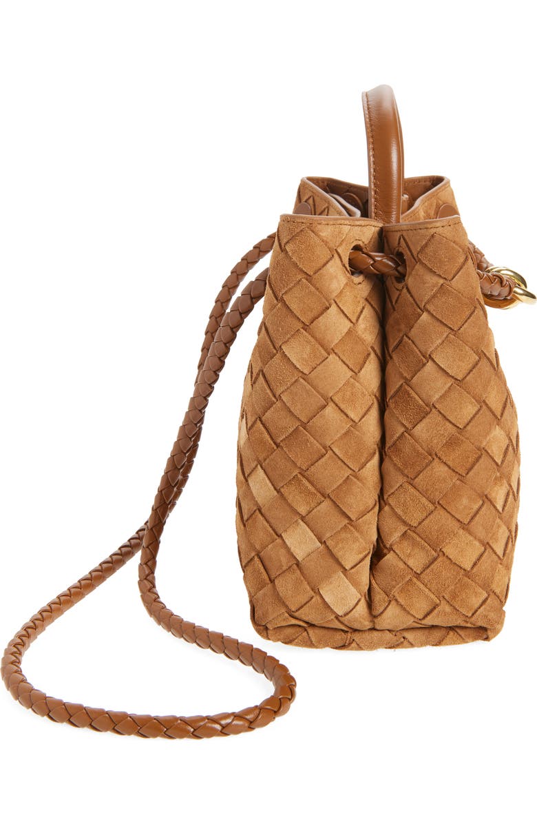 Bottega Veneta Small Andiamo Intrecciato Suede Shoulder Bag, Alternate, color, 2598 Amber-Mb-Amber