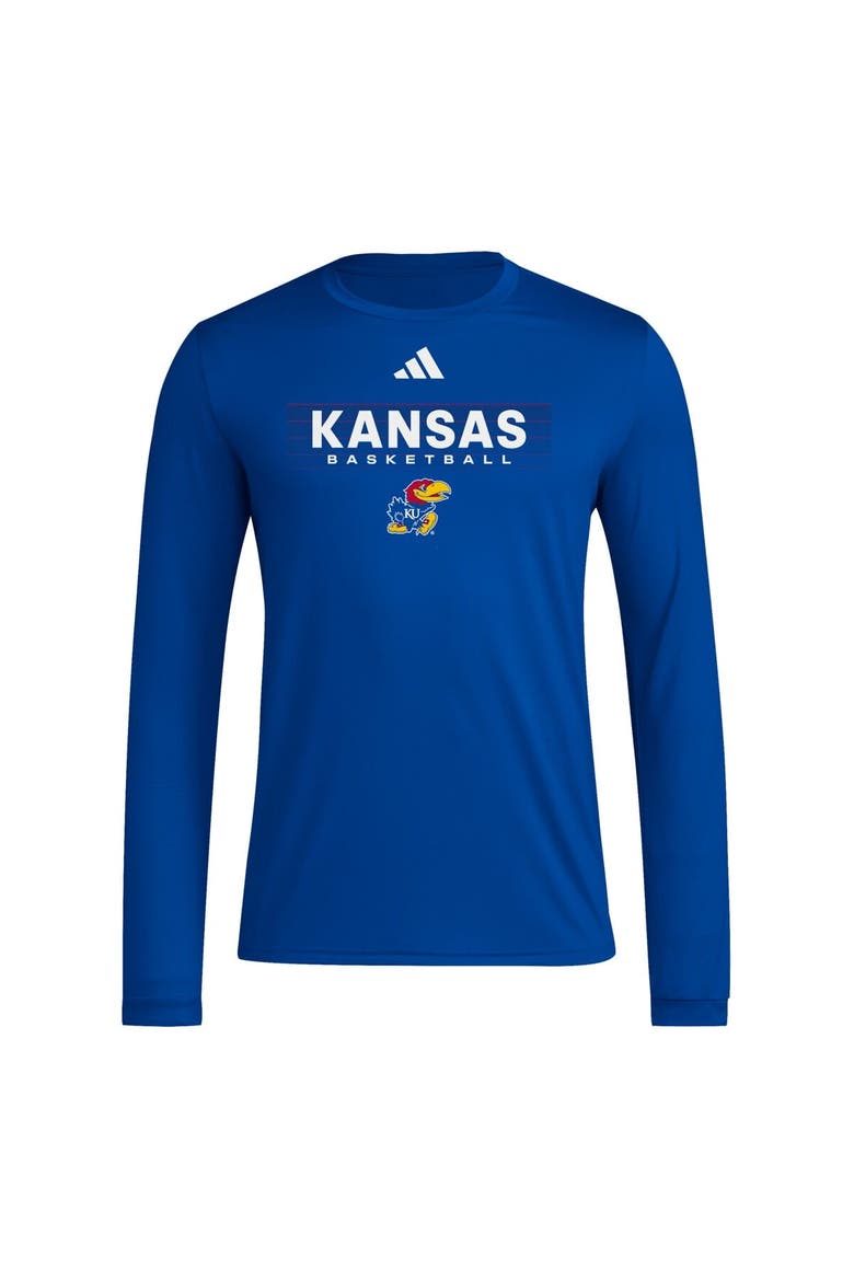 Men's adidas  Royal Kansas Jayhawks Locker On-Court In the Fade AEROREADY Long Sleeve T-Shirt, Alternate, color, Royal