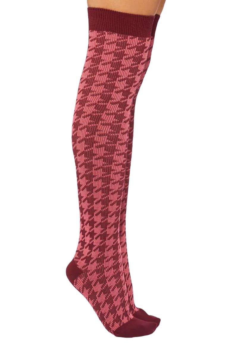 Houndstooth Crew Socks, Main, color, RAS