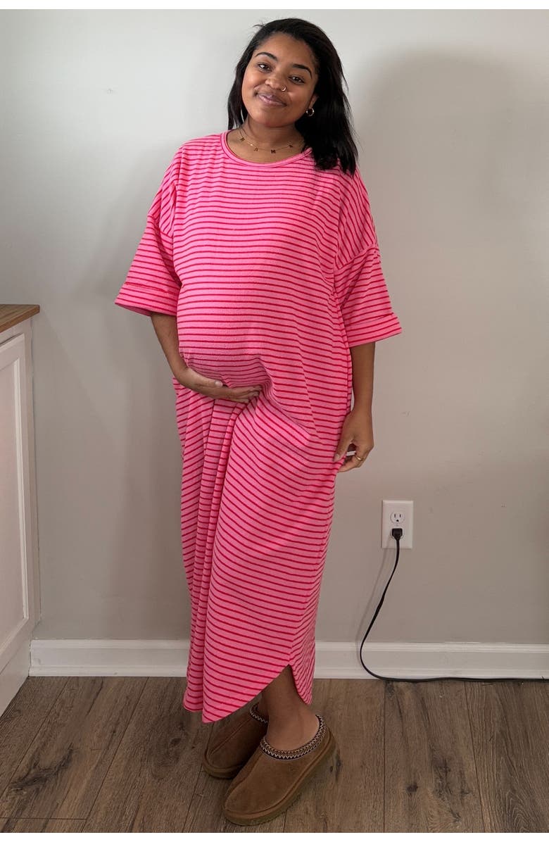 PinkBlush Striped Terry Maxi Dress, Alternate, color, Fuschia