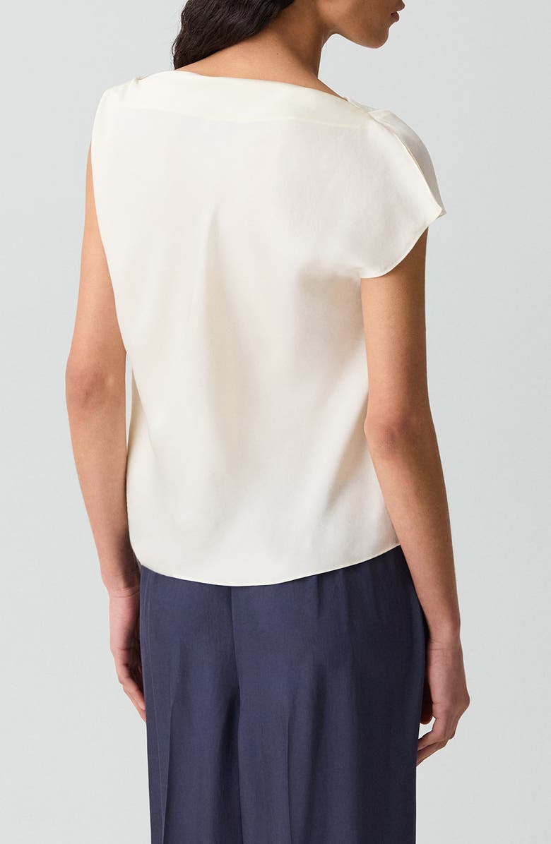 Theory Cowl Neck Single Short Sleeve Satin Top, Alternate, color, Lemongrass