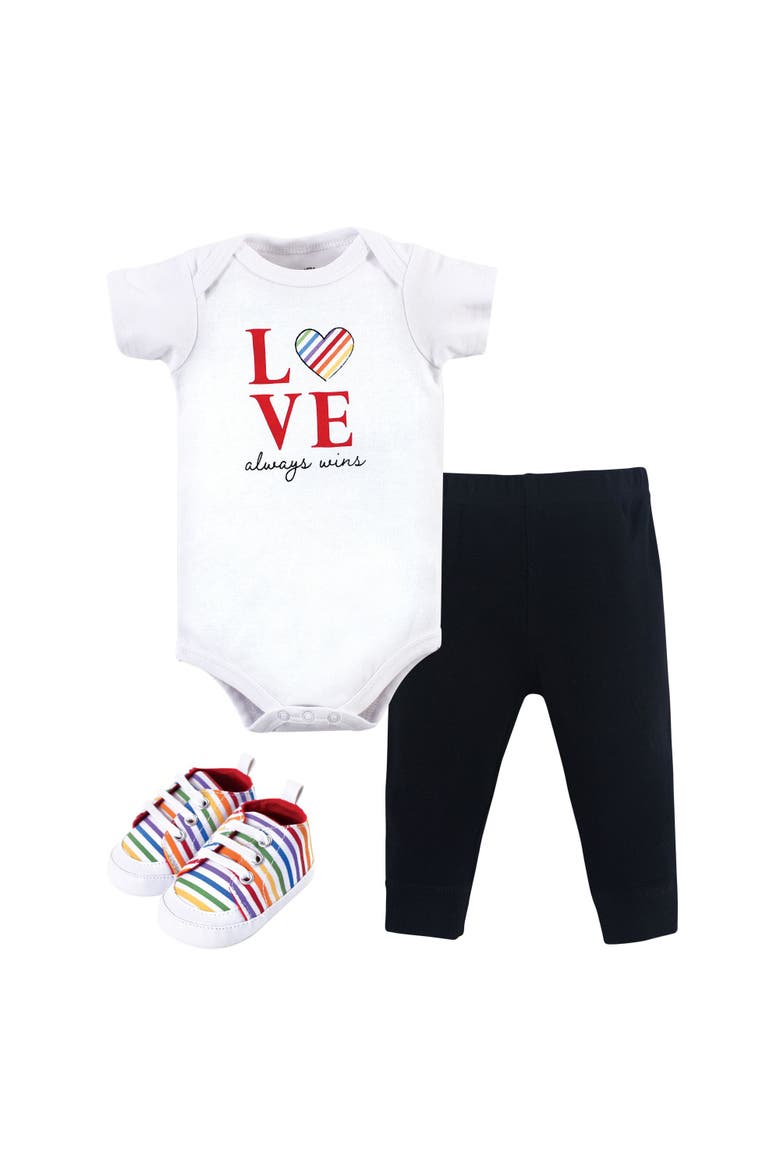 Soft Cotton Full Outfit for Baby Bodysuit, Pants, and Booties Set, Main, color, Love Always Wins