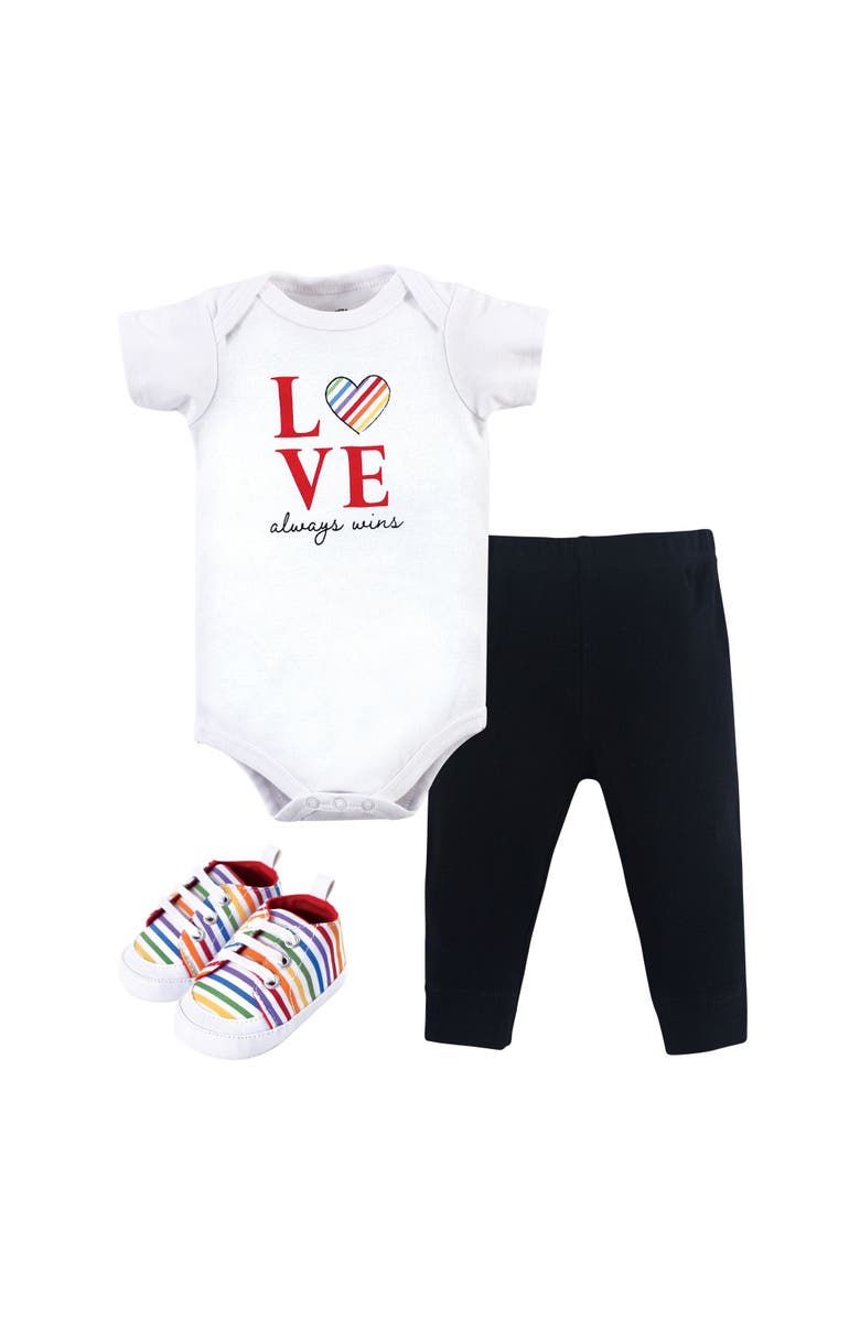 Little Treasure Soft Cotton Full Outfit for Baby Bodysuit, Pants, and Booties Set, Main, color, Love Always Wins