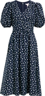 Caslon® Puff Sleeve Heart Midi Dress