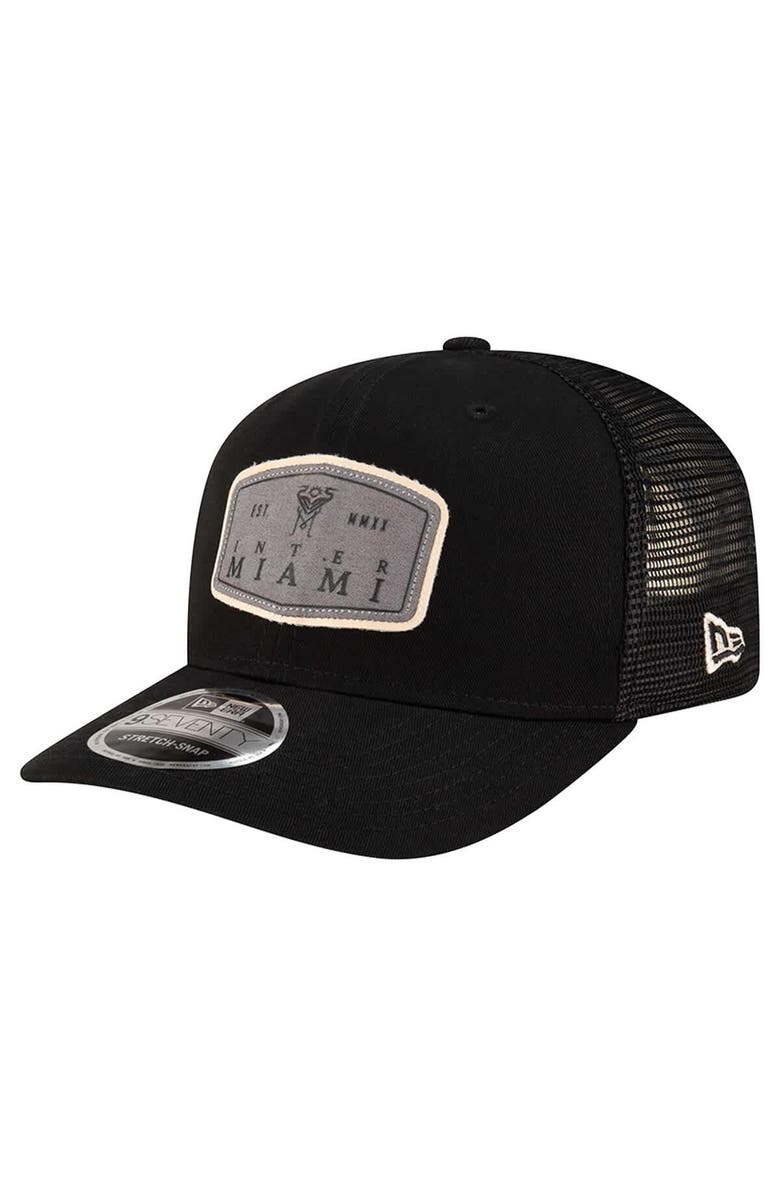 New Era Men's New Era  Black Inter Miami CF Labeled 9SEVENTY Trucker Stretch-Snap Adjustable Hat, Main, color, 