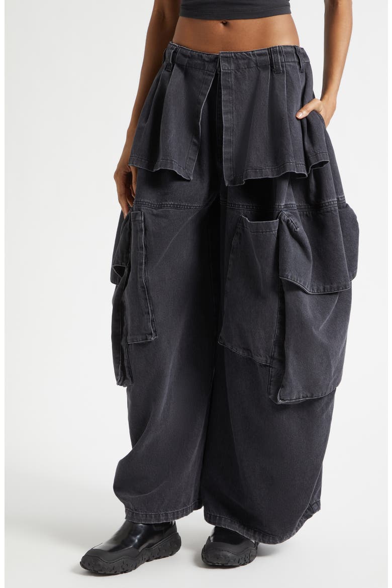 Hazel Skirt Panel Oversize Denim Cargo Pants (Women) | Nordstrom