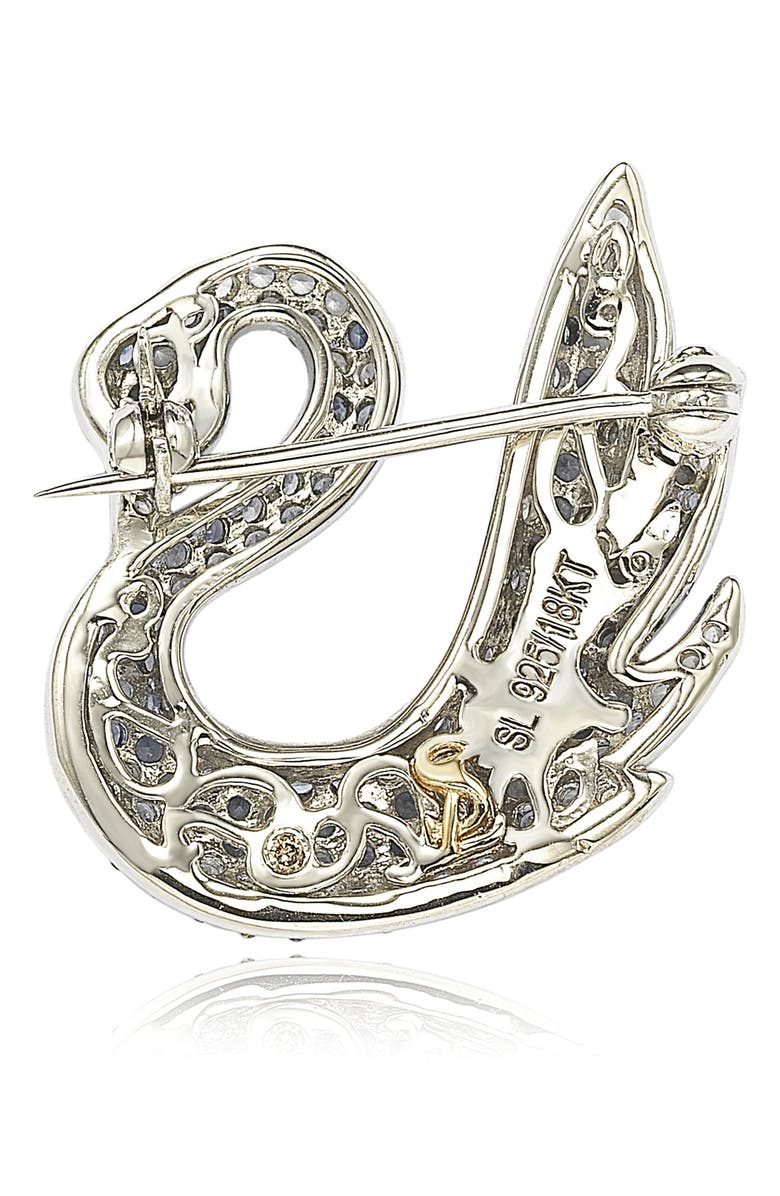 SUZY LEVIAN Sterling Silver Pave CZ Swan Pin, Alternate, color, 