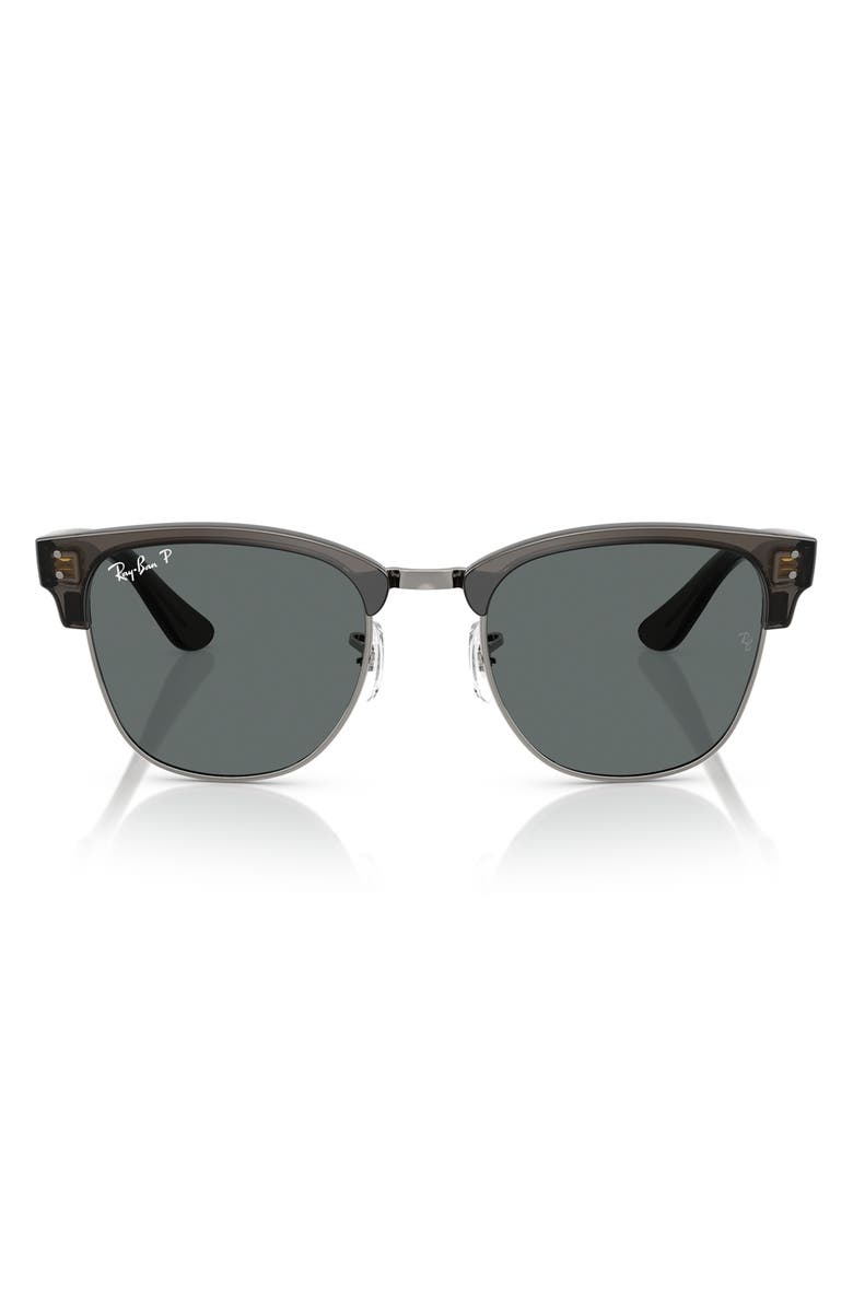Ray-Ban Clubmaster Reverse Lens 54mm Polarized Square Sunglasses, Main, color, Dark Grey