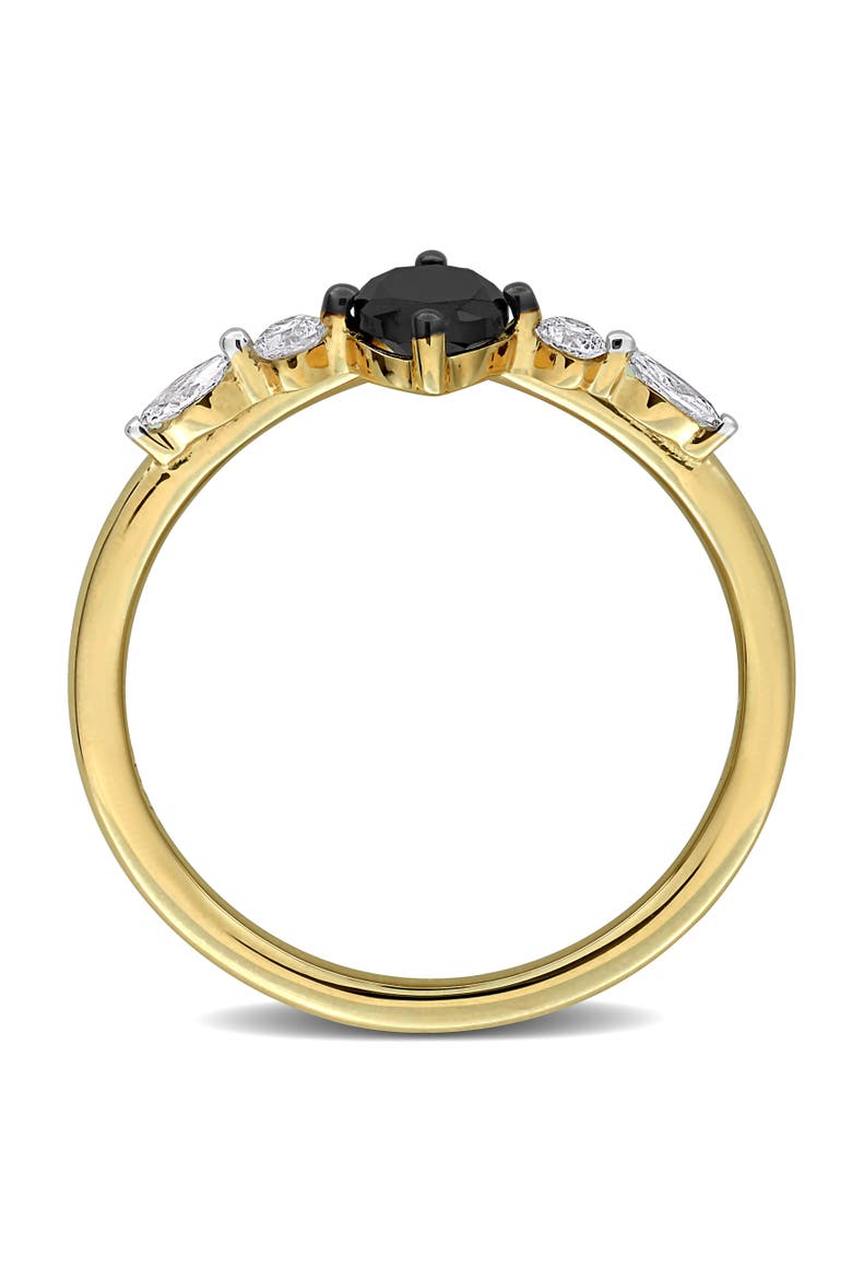 Black & White Diamond Oval Chevron Ring 14k, Alternate, color, 14k Yellow Gold