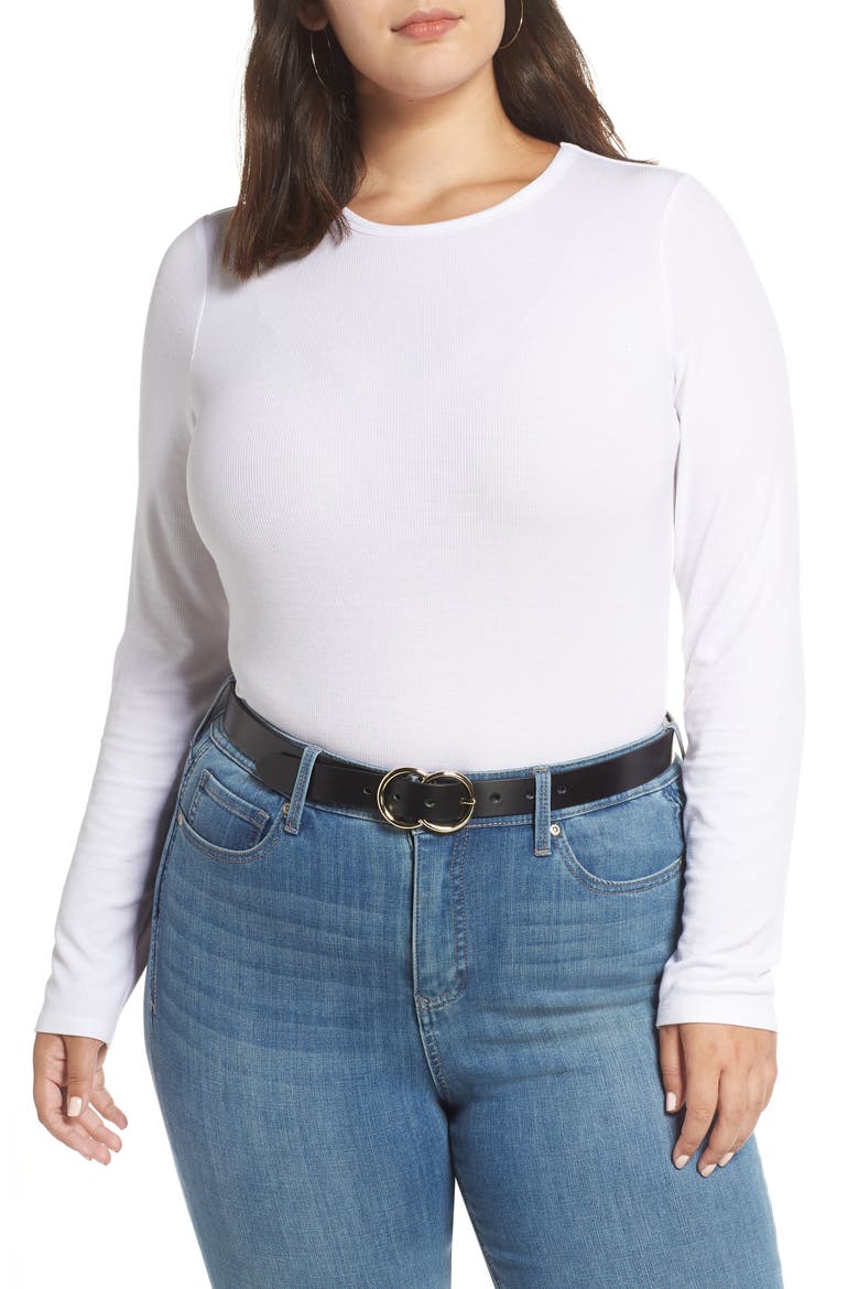 Skivvy Fine Rib Crewneck Tee, Alternate, color, WHITE