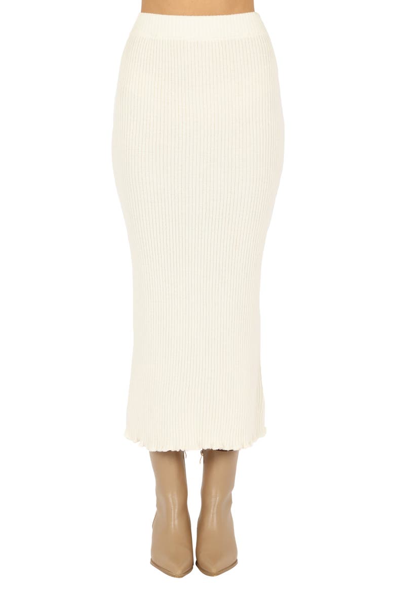 Payton Mock Neck Top & Maxi Skirt Rib Set, Alternate, color, WHITE