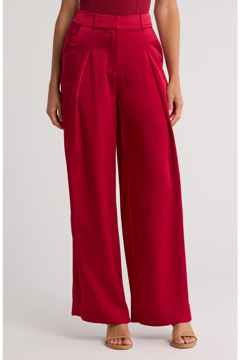 Mercer Pleated Pants, Main, color, CHERRY