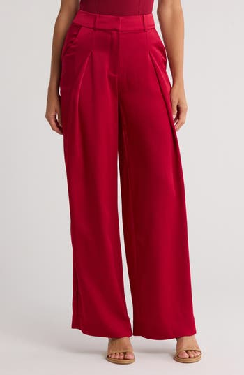 Simkhai Mercer Pleated Pant In Cherry Red