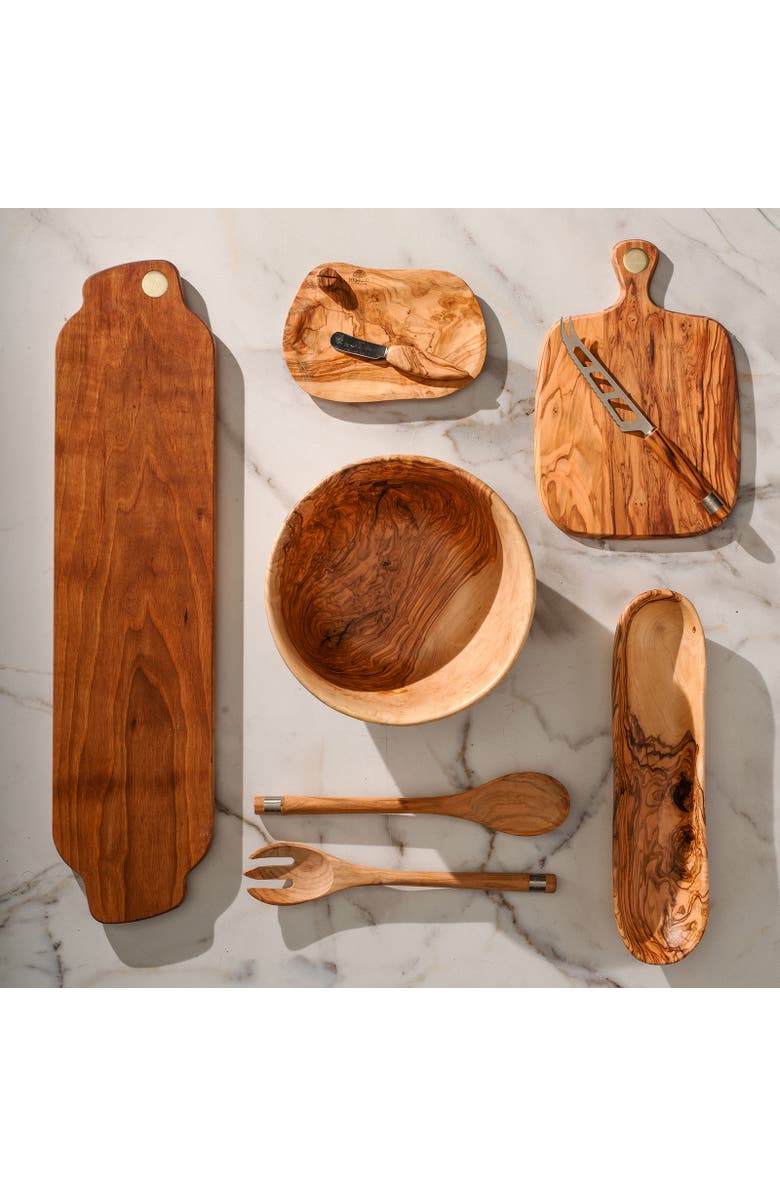 Berard France Olive Wood Handcrafted Butter Dish & Knife, Alternate, color, Brown